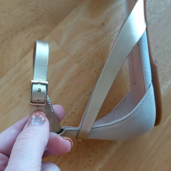 Enzo Angiolini Leather Pointy Toe Snake Flats with Ankle Strap - Picture 15 of 16